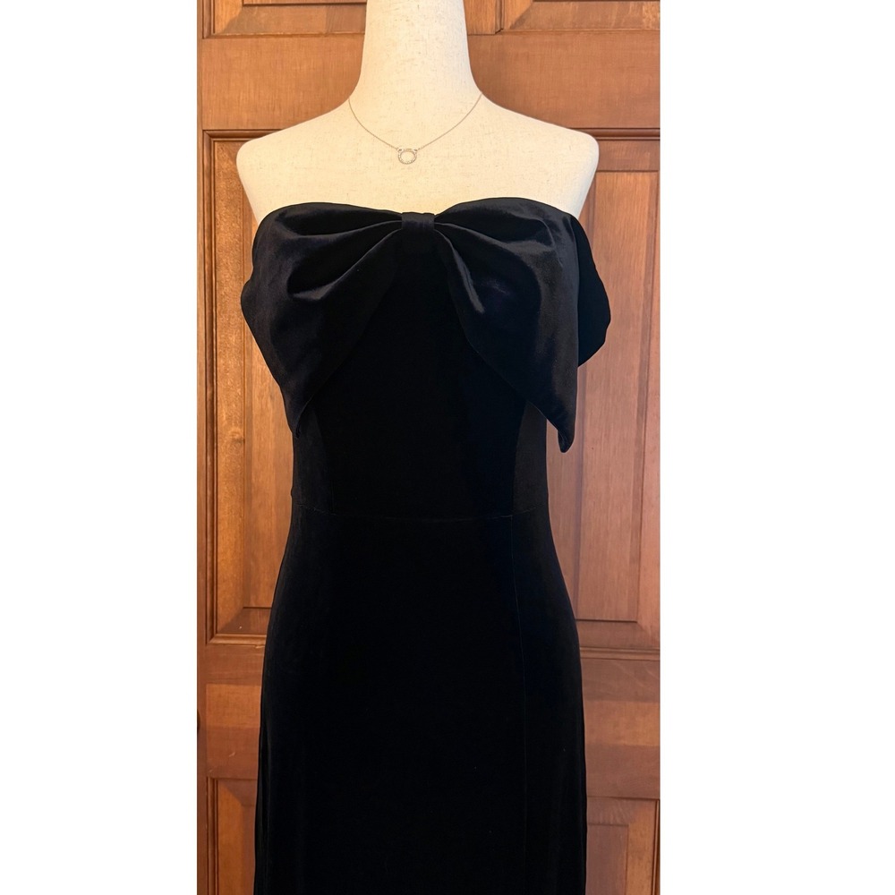 Revelry Monroe Velvet Bow Dress Womens Size 10 Black Lace-Up Corset Back Maxi